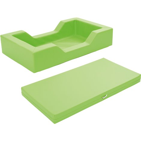 Patut pentru cresa verde lime, 128 x 75 x 25 cm, din spuma, cu decupaj pentru acces, saltea 8 cm grosime inclusa, stivuibil - imagine 5